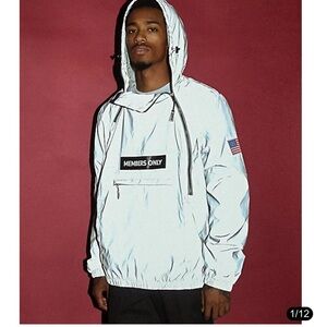 Members Only 3M Reflective NASA Silver Pullover  Space Suit Mens Large